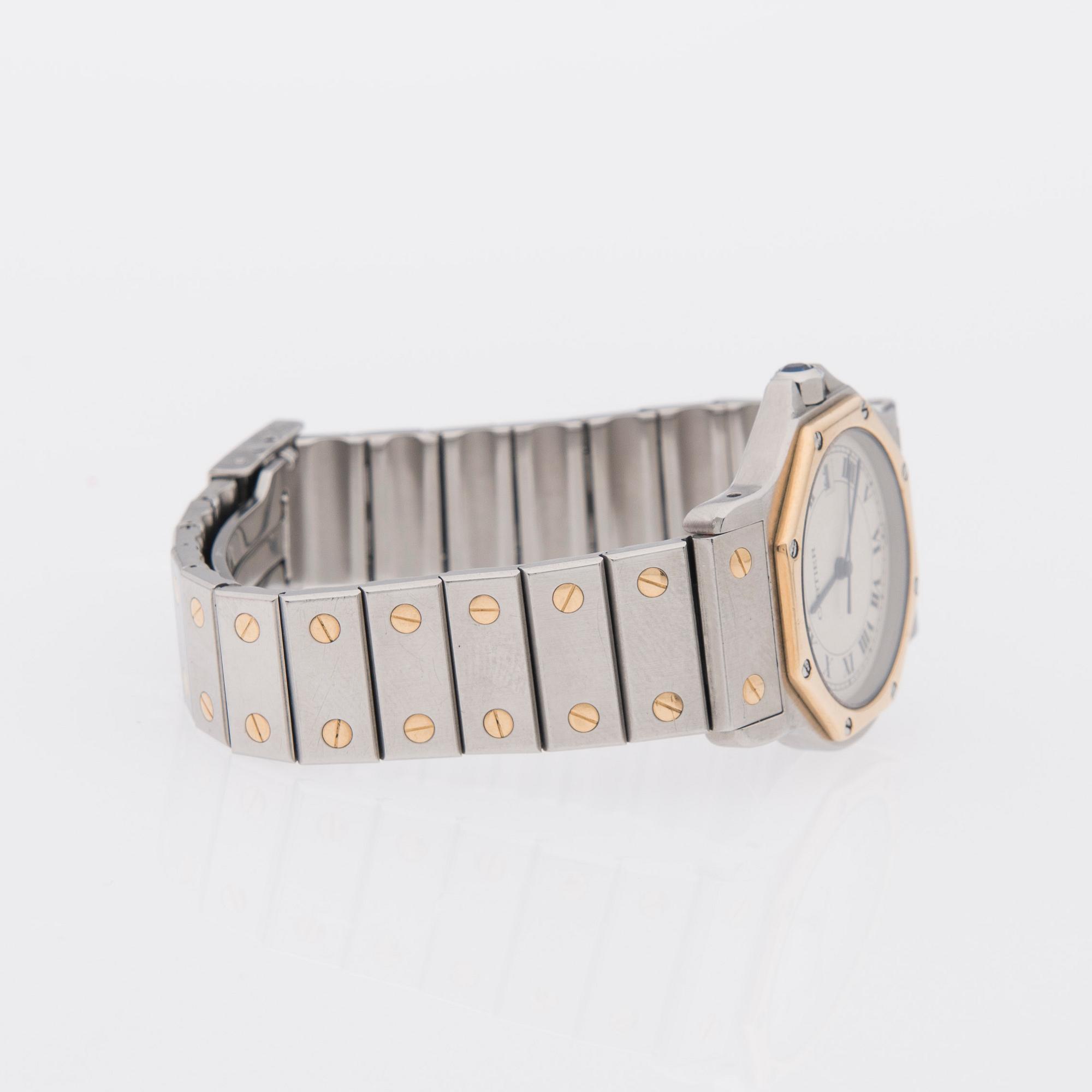 ARMBANDSUR, Santos de Cartier, stål och förgyllt stål.