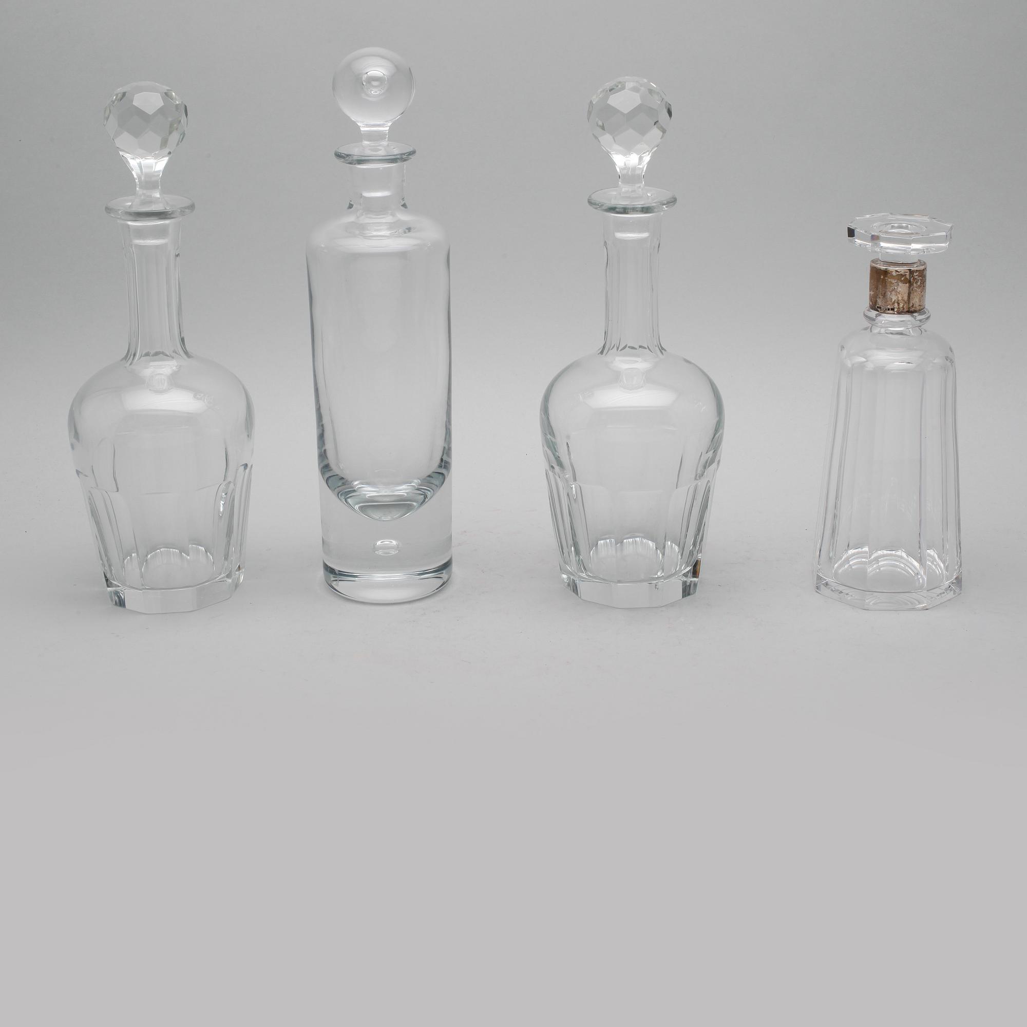 KARAFFER, 4 st, glas, bla "Pippi", Walter Hickman, Kosta.