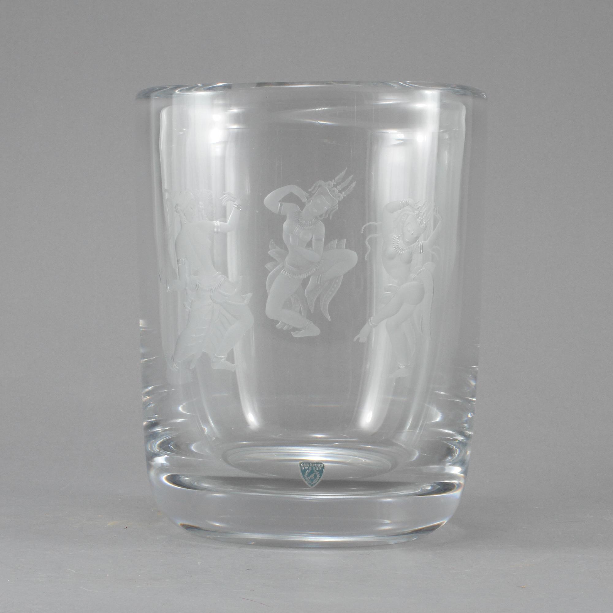 VAS, glas, Simon Gate, Orrefors, signerad.