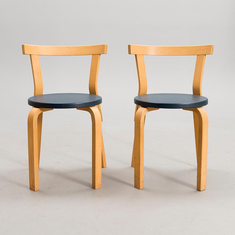 Six Alvar Aalto chairs 68 for Artek. 1960s/1970s. Model designed 1935.