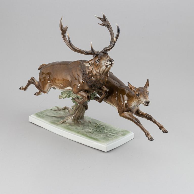 Max Hermann Fritz, a porcelain figure of deer, Rosental, Germany.
