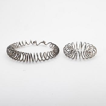 Necklace and Bracelet, Sterling Silver.