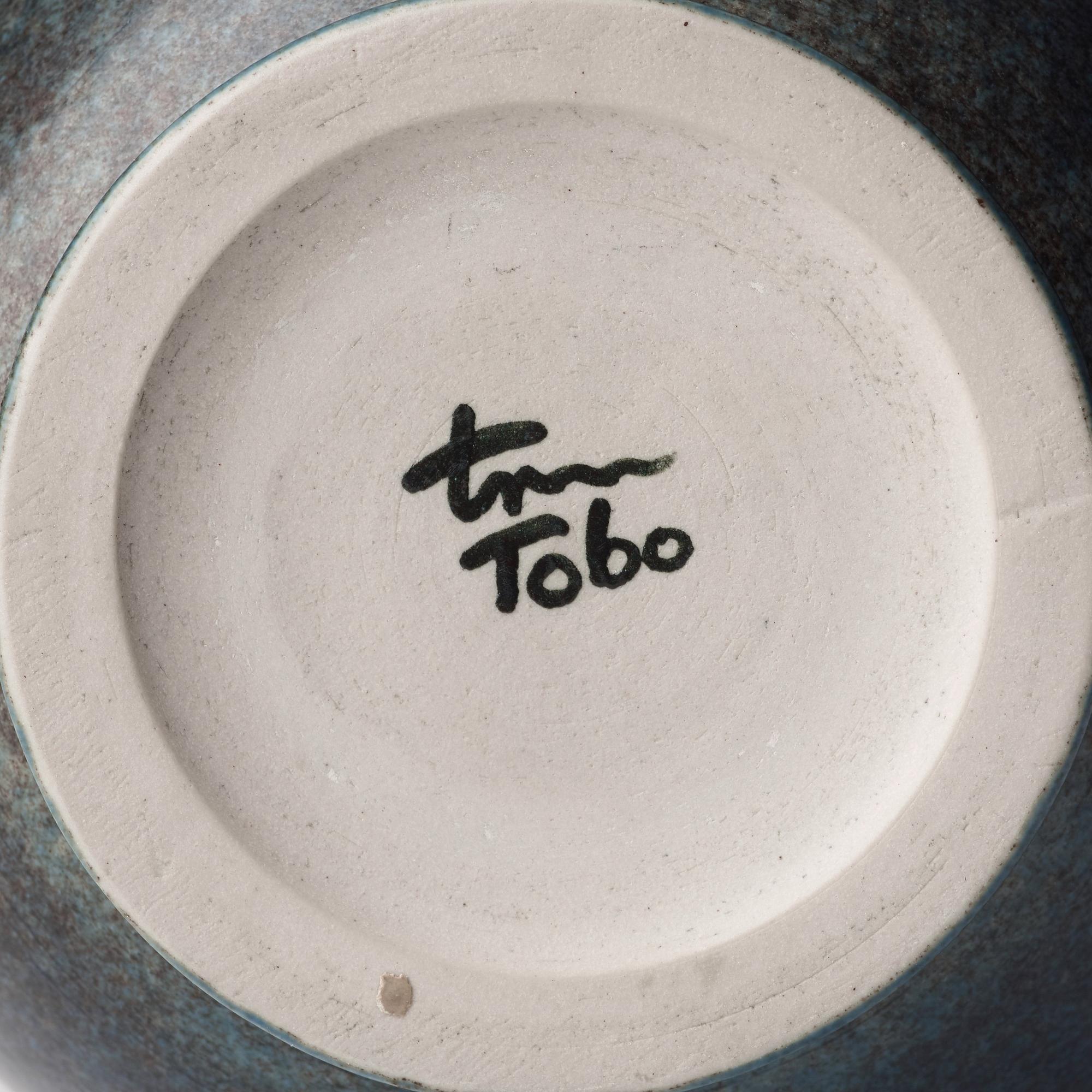 Erich & Ingrid Triller, a blue glazed stoneware vase, Tobo, Uppland, Sweden.