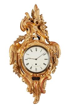 A Swedish Rococco 18th Century wall clock by J. Hovenschiöld.