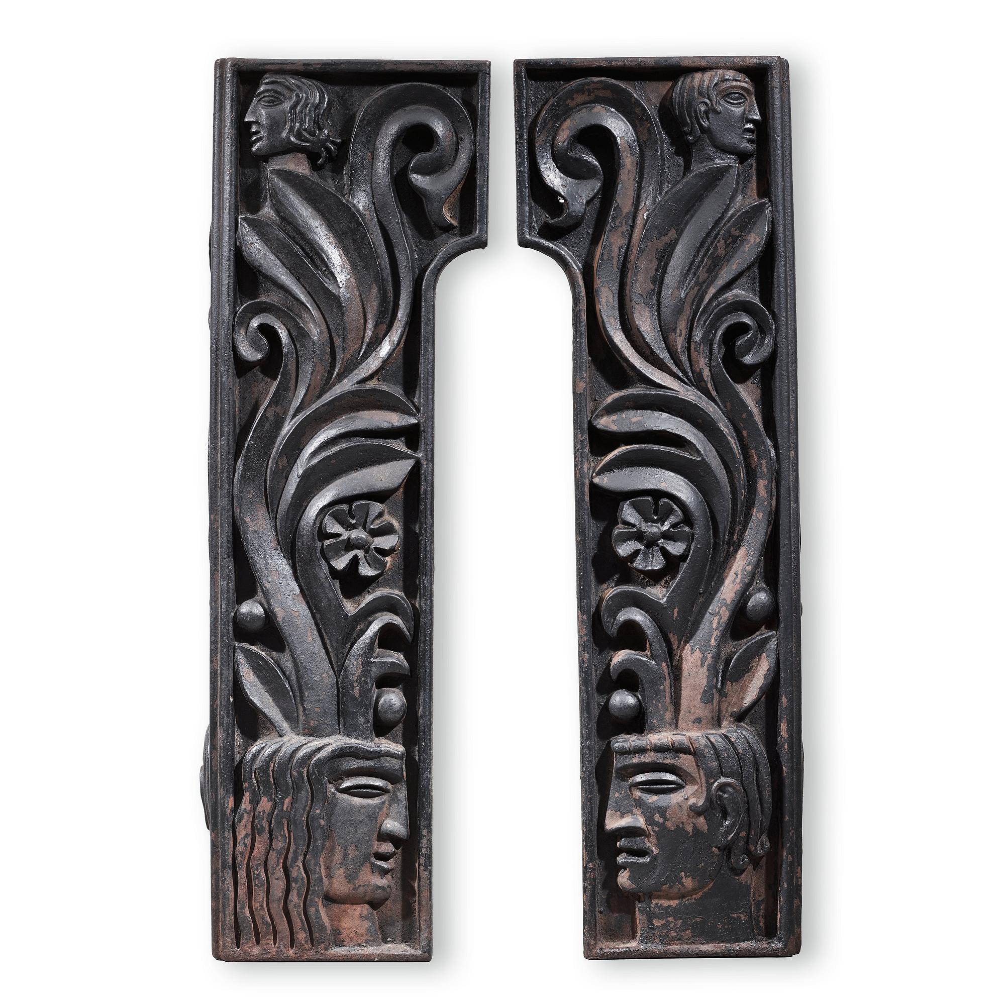 Anna Petrus, four cast iron reliefs, Näfveqvarn, Sweden, pieces of a table designed for the Metropolitan exhibition in New York 1927.