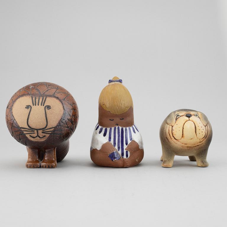 LISA LARSON, three stoneware figurines, Gustavsberg, Sweden.