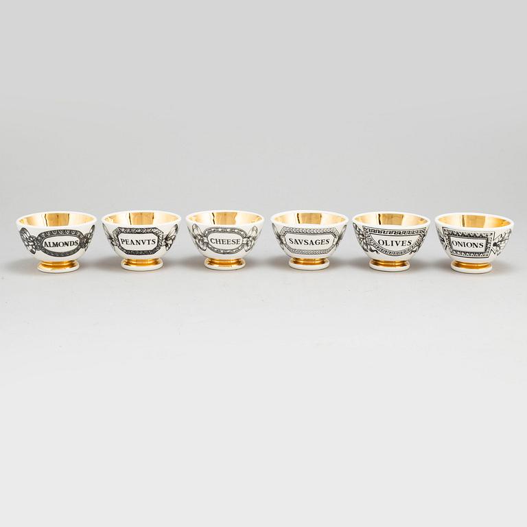 FORNASETTI, skålar, 6 st, porslin, Milano, Italien.