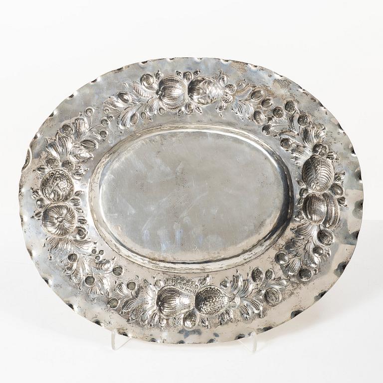 Karl Anderson, Presentation tray, silver, Baroque style, Stockholm 1918.