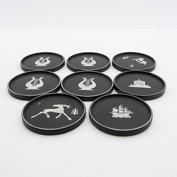 Wilhelmina Wendt, glass coasters, 8 pcs, Perstorp, 1938-1964.