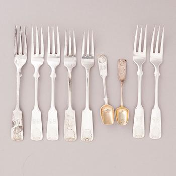 A 111-piece set of shell decorated silver cutlery, Finland, mainly from the first half of the 20th Century.