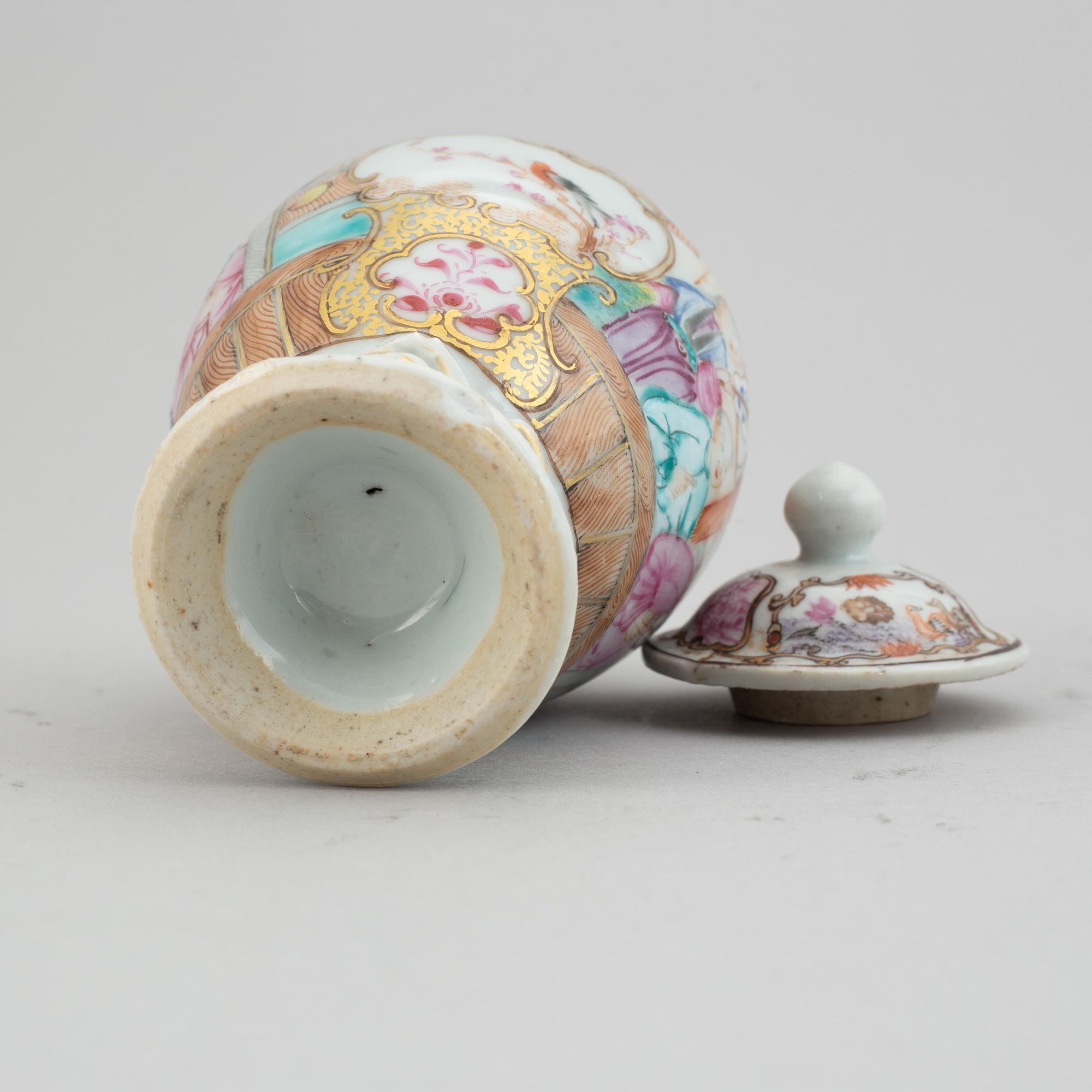 Three famille rose export porcelain objects, Qing dynasty, Qianlong (1736-95).