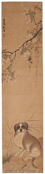 864. A scroll painting with a dog, late Qing dynasty/early 20th Century.