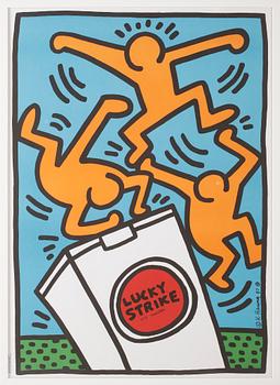 Keith Haring · KEITH HARING, efter, "Lucky Strike", tryckt av Albin Uldry Switzerland, signerad och daterad i trycket -87.