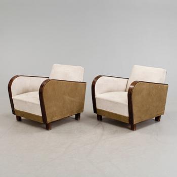 FÅTÖLJER, ett par, art deco, 1920/30-tal.