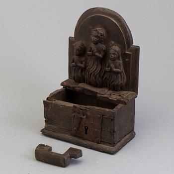 A WOODEN OFFERING BOX, probably 17th century.