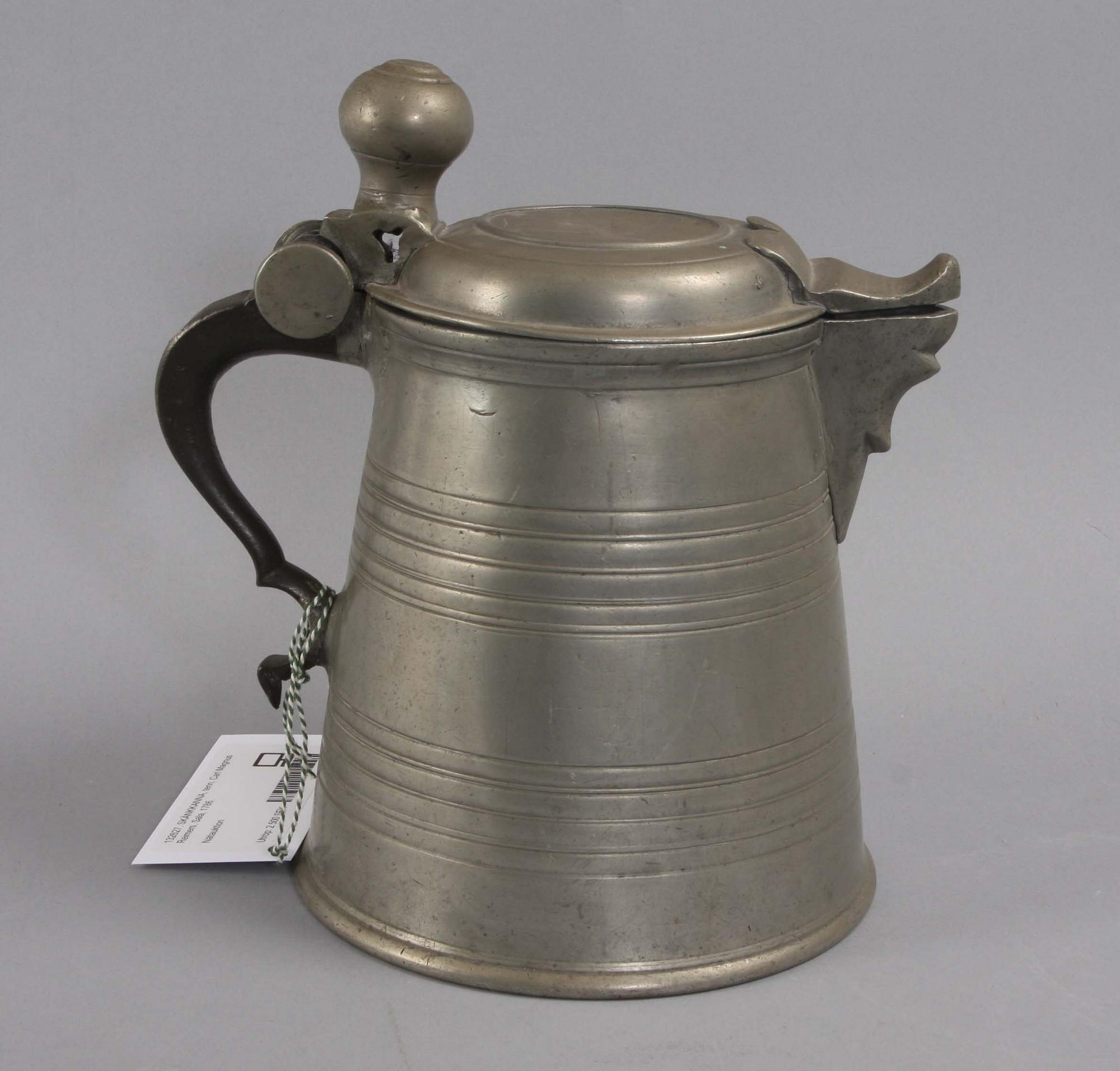 SKÄNKKANNA, tenn, Carl Magnus Reimers, Sala, 1786.