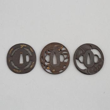 Three mumei iron tsubas, Japan, Edo.