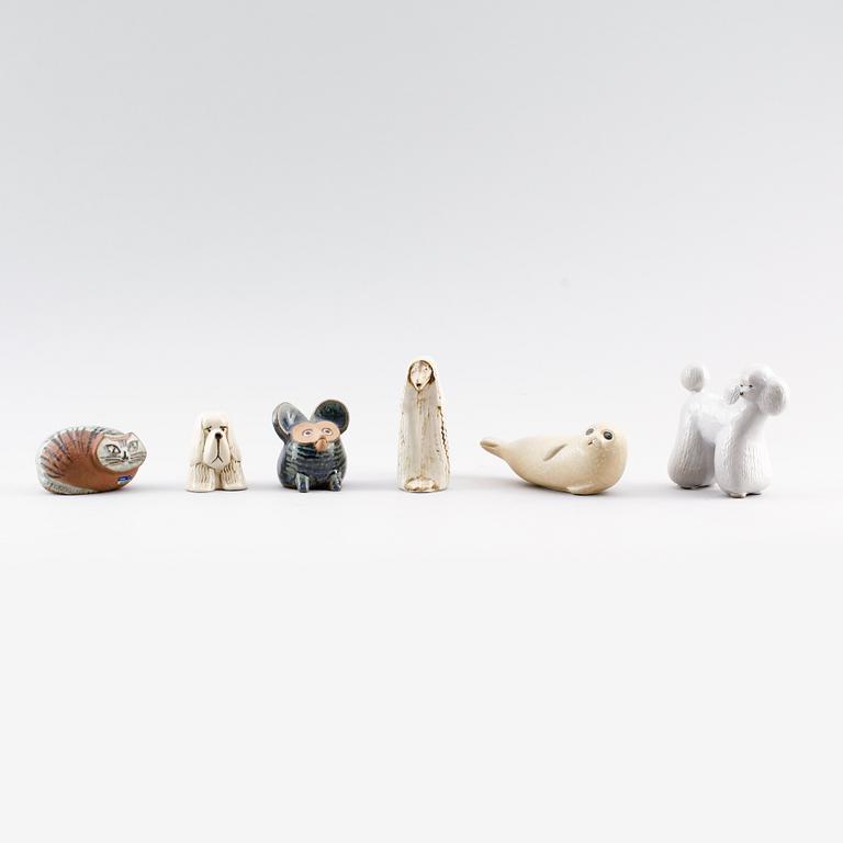 FIGURER, 6 st, stengods, Lisa Larson, Gustavsberg.
