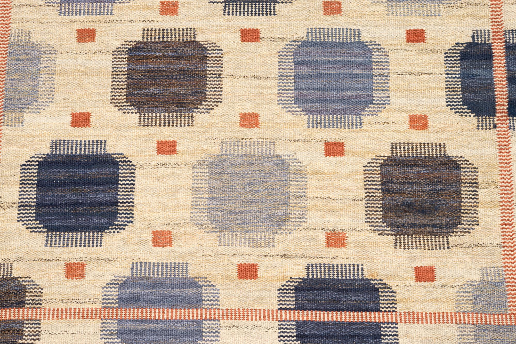 Märta Måås-Fjetterström, a carpet, "Blåplump", flat weave, ca 291 x 201 cm, signed AB MMF.