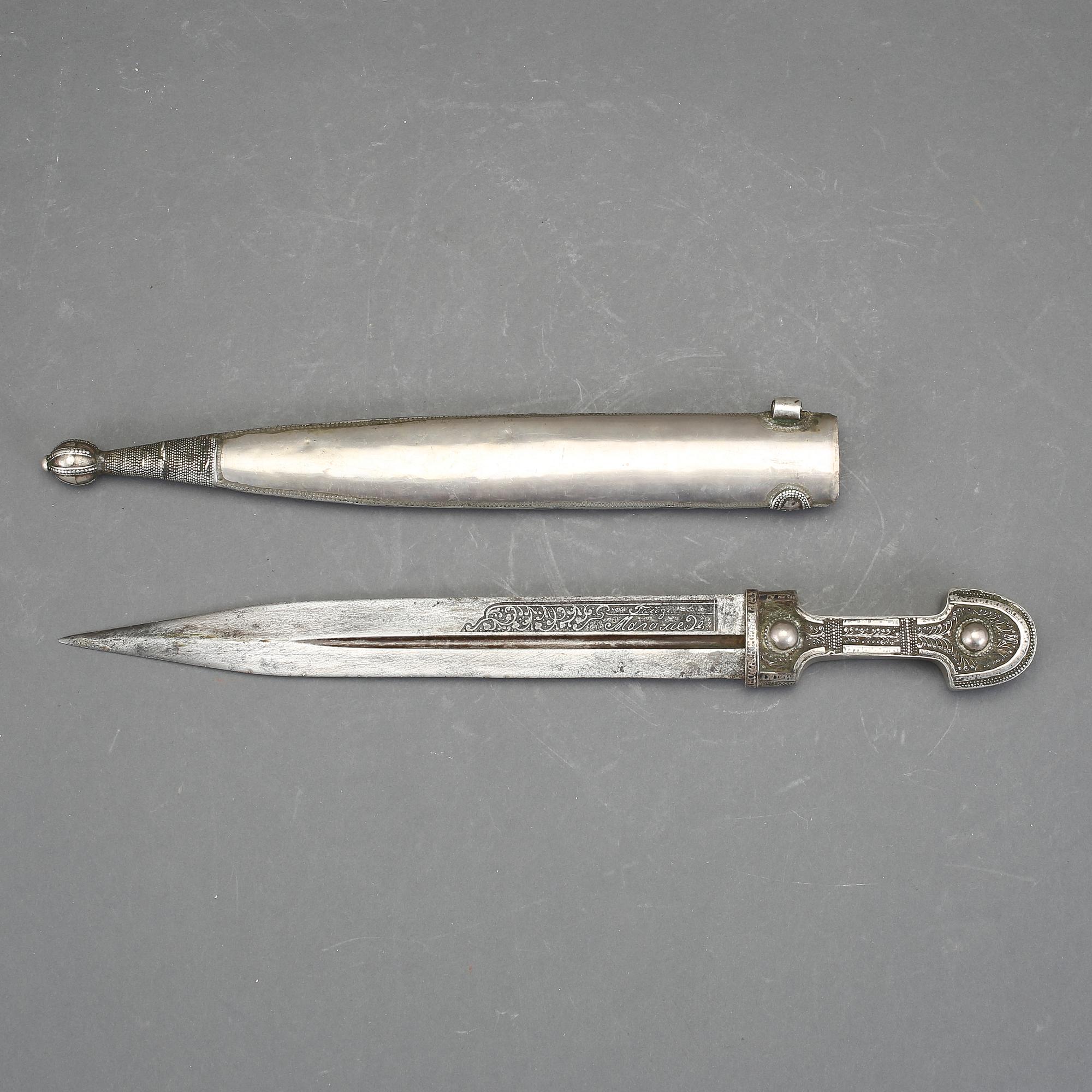 KINJAL, Kaukasien, mestadels silver, 1800-tal.