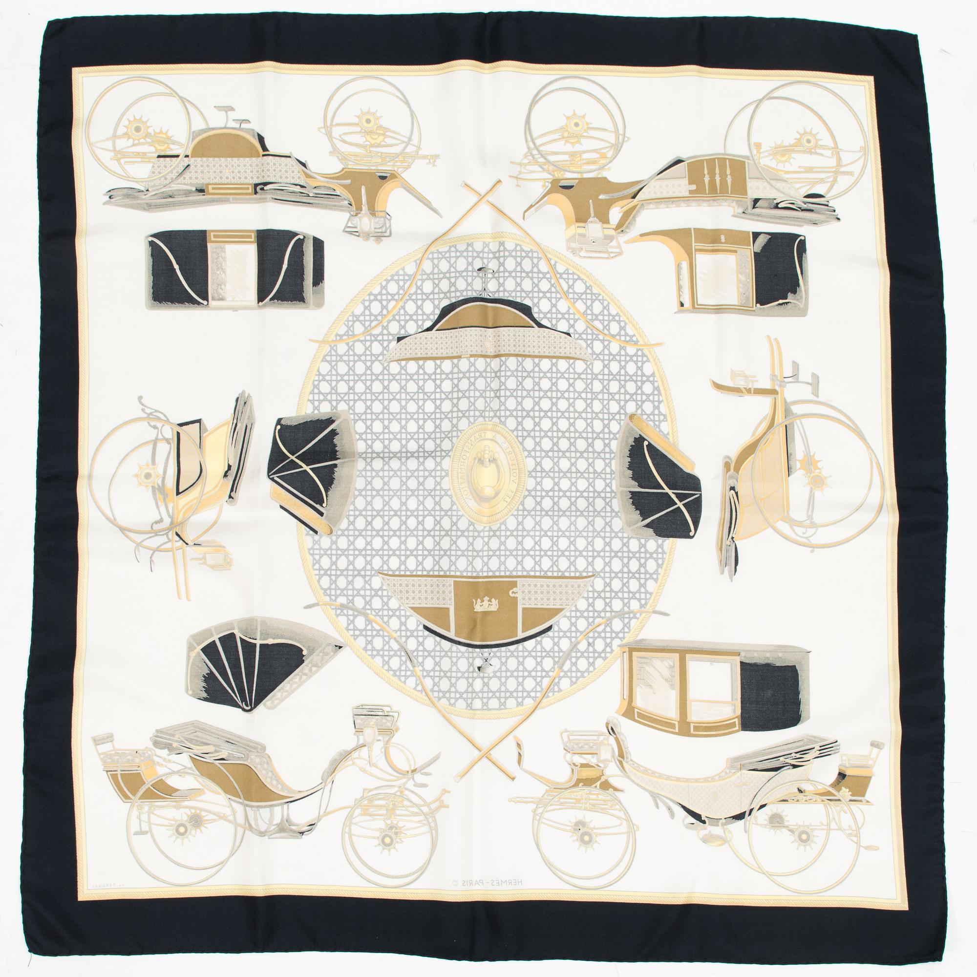 Hermès, 'Les Voitures a Transformation', silk scarf.