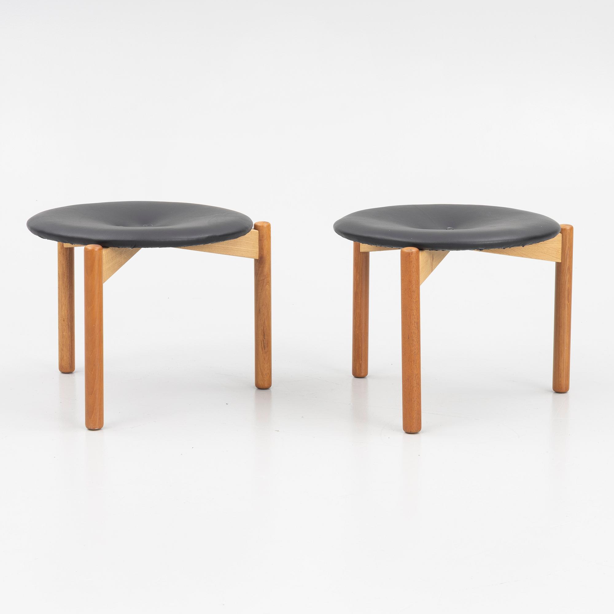 Uno & Östen Kristiansson, a pair of stools, Luxus, Vittsjö Möbelfabrik, Sweden, 1960's.