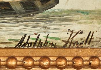 ADOLPHUS KNELL, olja på pannå, signerad.