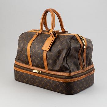Louis Vuitton, a monogram canvas weekend bag.