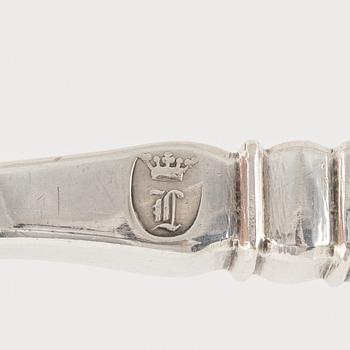 Fiskspadar, ett par, silver, G Möllenborg,  Stockholm 1858.