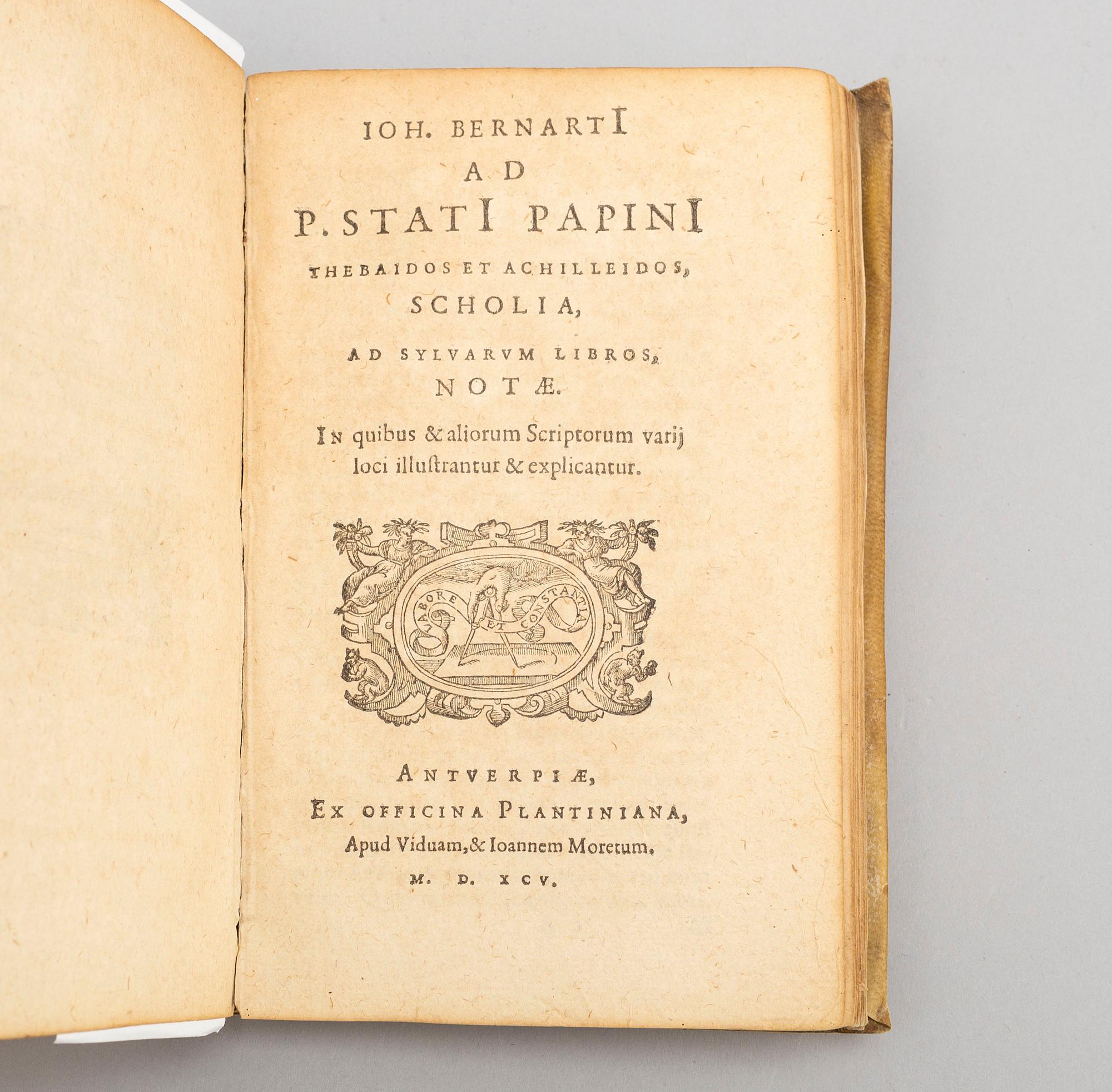 BOOK, The Works of Statius, 1595.