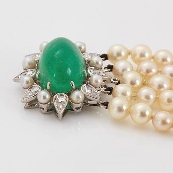A five strand cultured pearl bracelet.