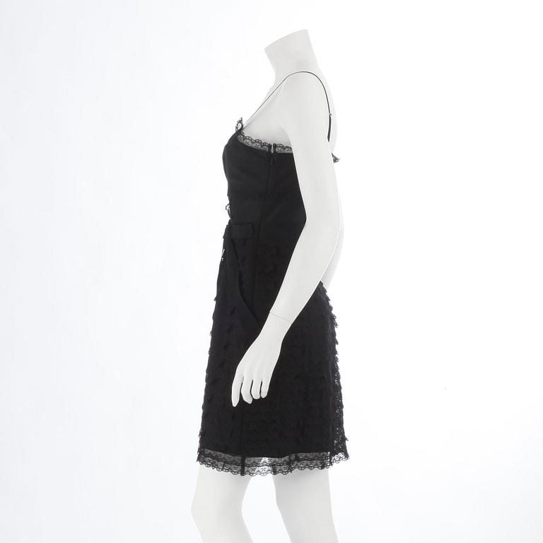 VALENTINO red, a black lace dress, size 46.