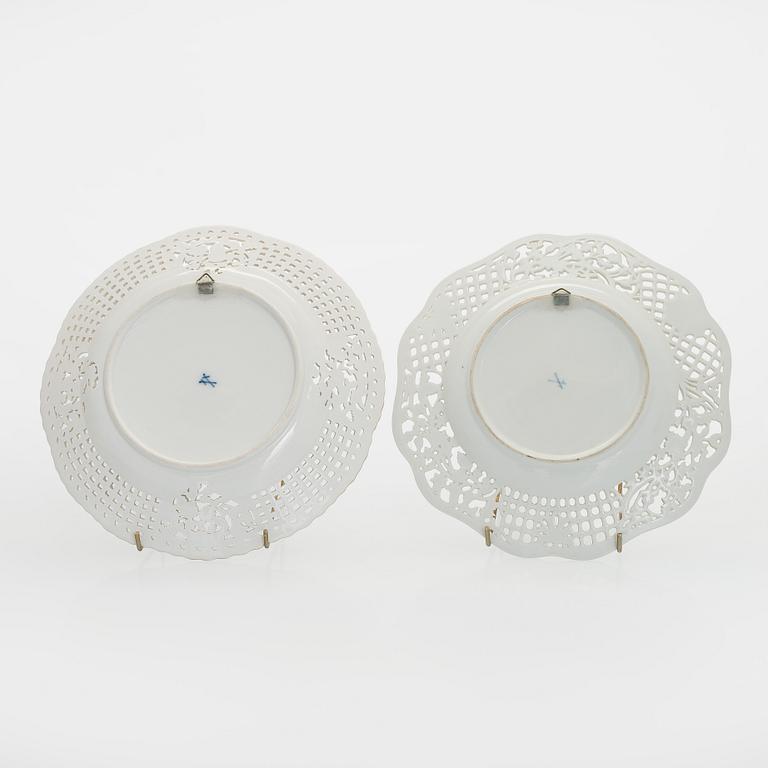 Meissen, four porcelain plates, 19th–20th century.