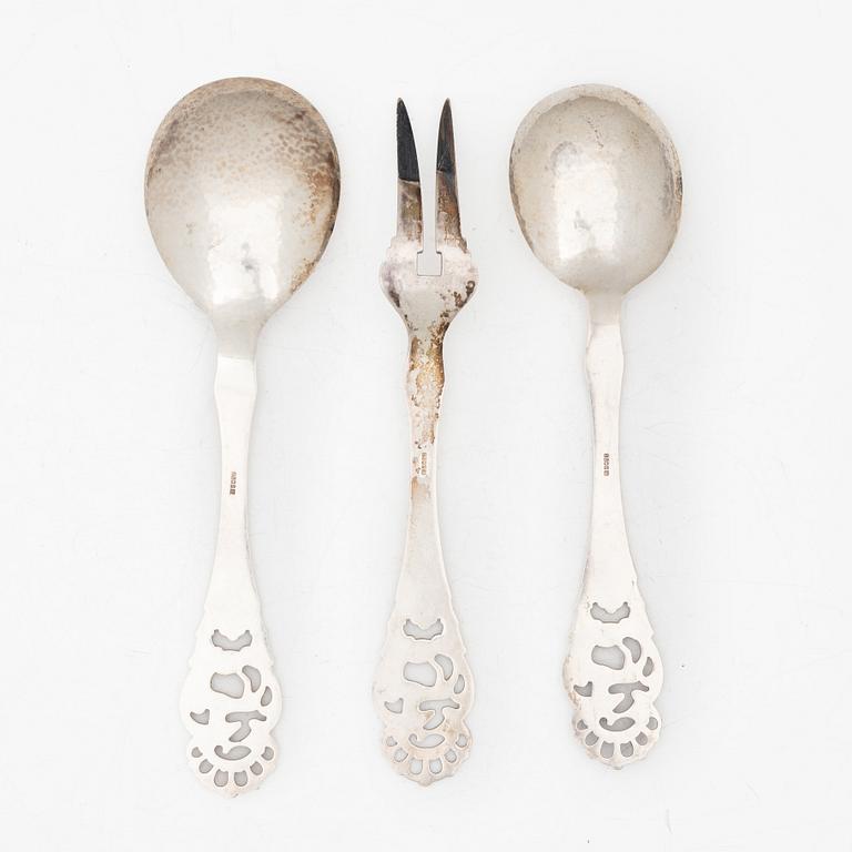 Serving cutlery, 3 pieces, silver, Norway.