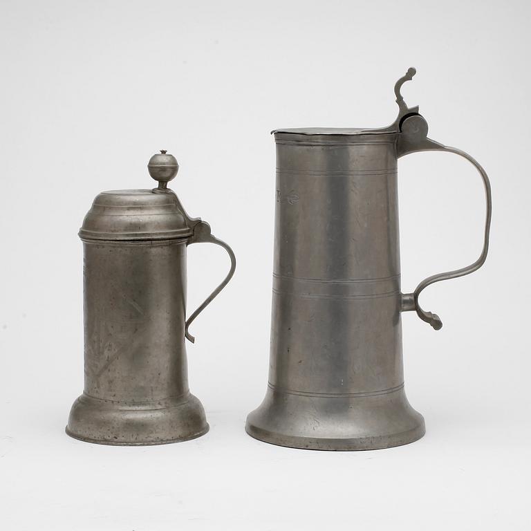 TENNSTOP, 2 st, Tyskland, 1700- samt tidigt 1800-tal.