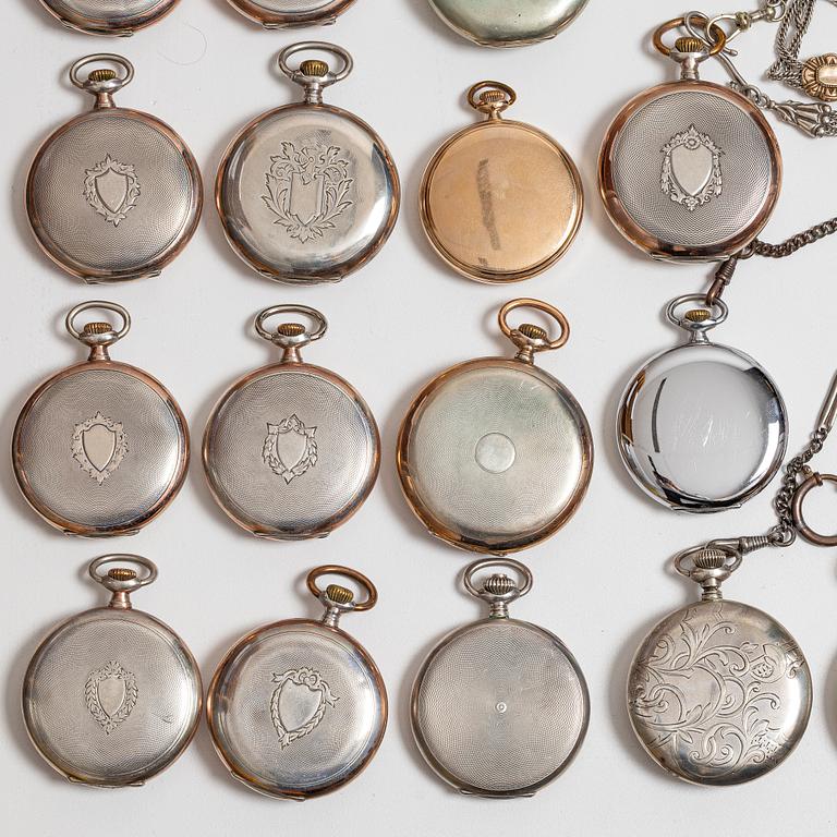 Collection of pocket watches, 63 pieces, "No reserve", various materials.