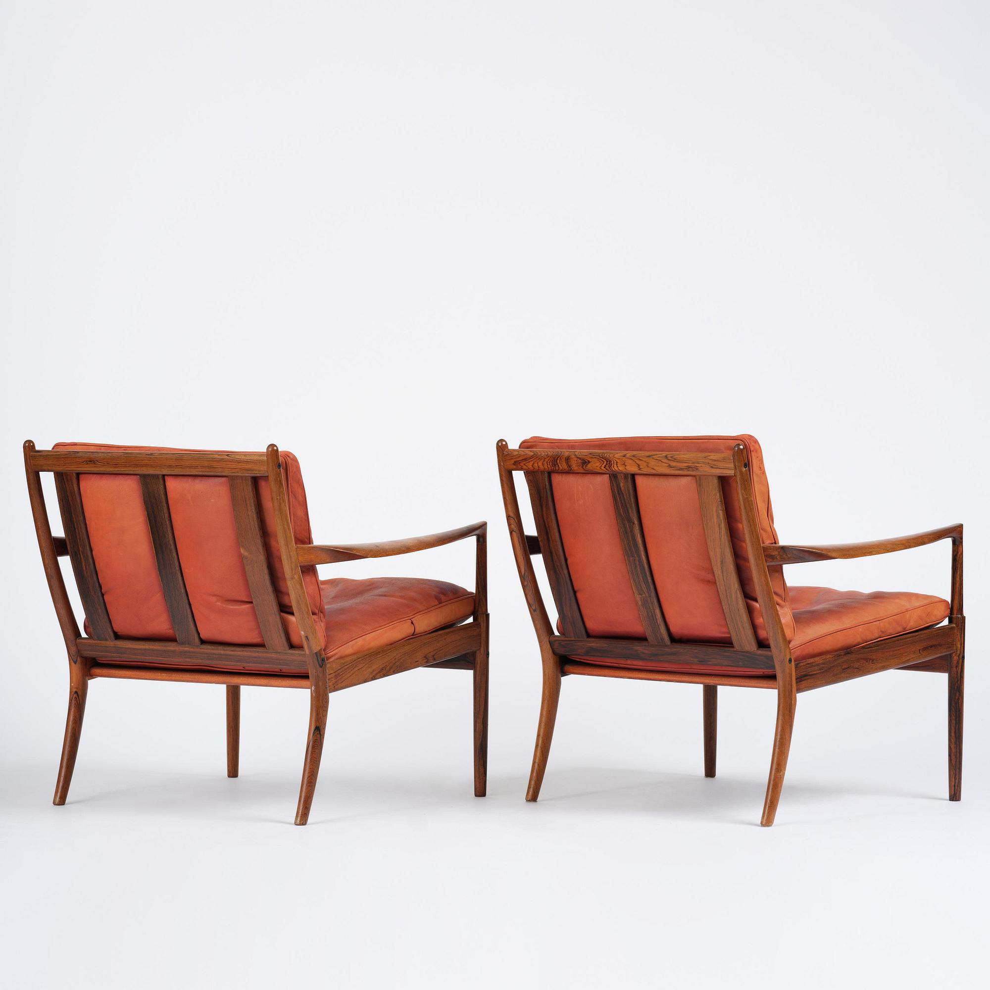 Ib Kofod-Larsen, a pair of rosewood "Samsö" armchairs, Olof Persons Fåtöljindustri (OPE), Jönköping, 1960s.