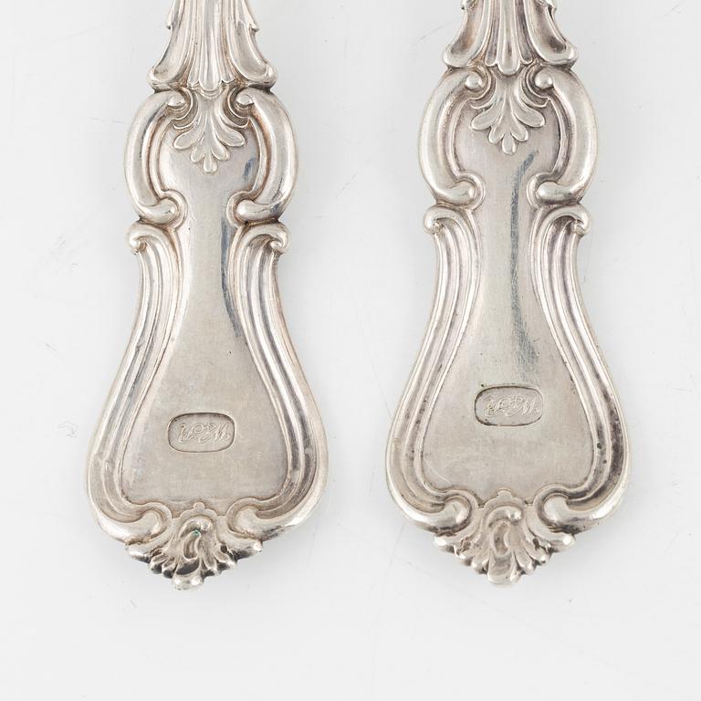 A set of silver cutlery, among others Emanuel Forssman, Växjö, 1855.