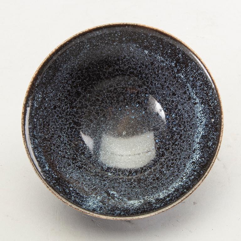 Erich & Ingrid Triller, a glazed stoneware bowl and two vases, Tobo.