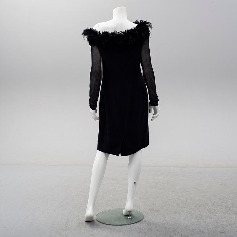 ESCADA COUTURE, a wool dress with feather collar, size 40.