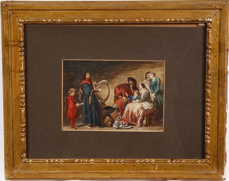 GILBERT, JOHN, handkolorerat tryck, sign.