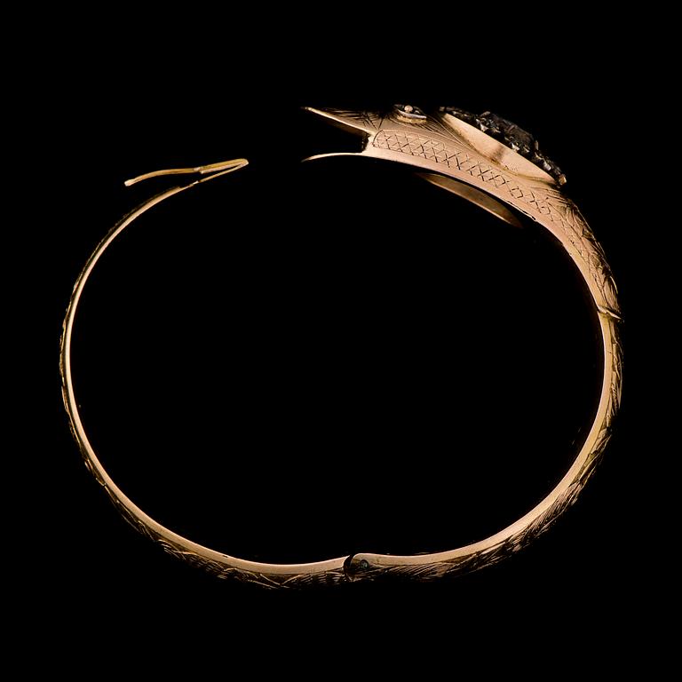 ARMBAND, rosenslipade diamanter, 14K (56) guld. Vilnius 1848.