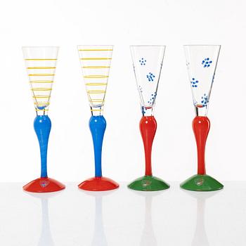 Anne Nilsson, snapsglas, 10 st, "Clown", Orrefors.