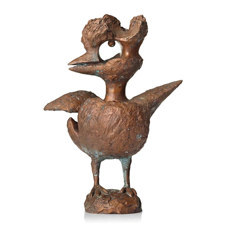 Tyra Lundgren, a bronze sculpture of a bird, Sweden, dated 1972.