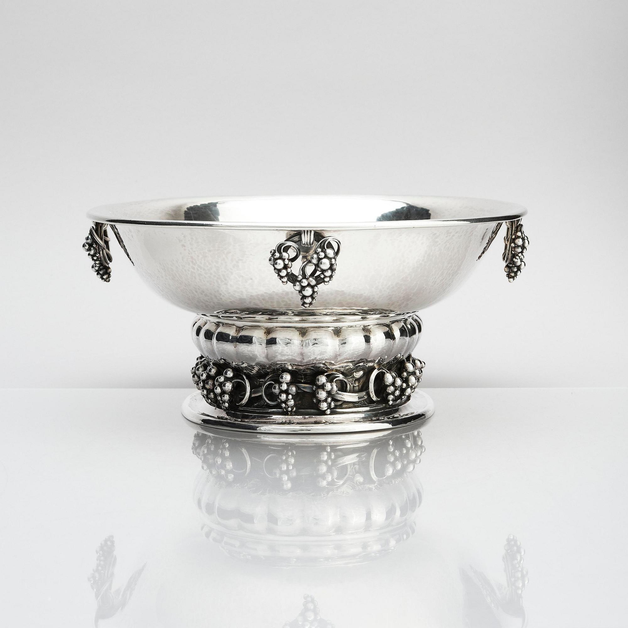 Georg Jensen, an 830/1000 silver centerpiece with grapes, Copenhagen 1925-32, design nr 296A from 1919.