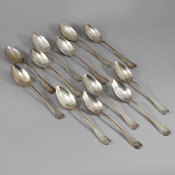 MATSKEDAR, 12 st, silver, C G Hallberg, Stockholm, 1950-tal, vikt 831 g.