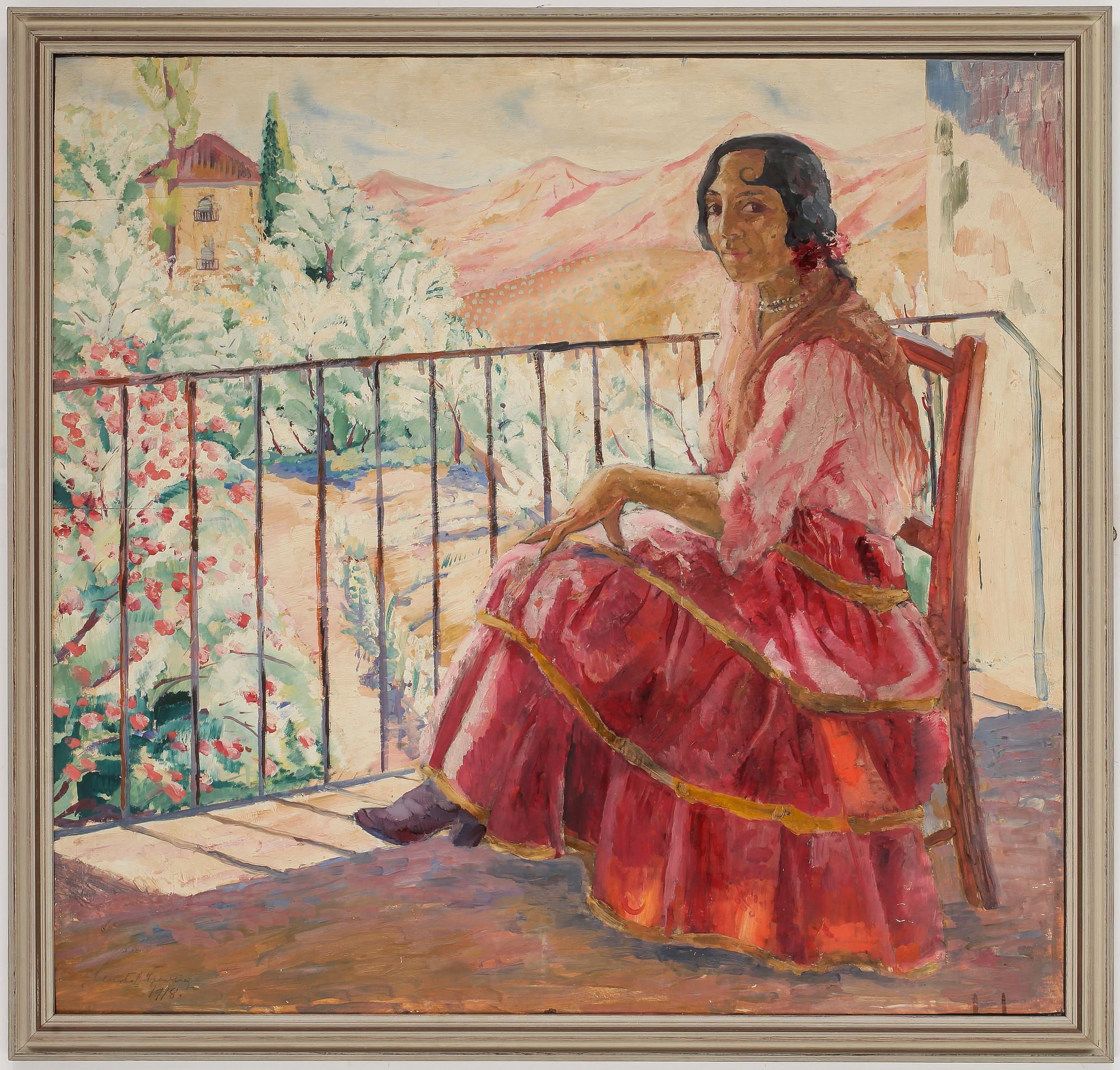 GUSTAF CARLSTRÖM. Olja på pannå. Signerad Gustaf Carlström och daterad 1918.