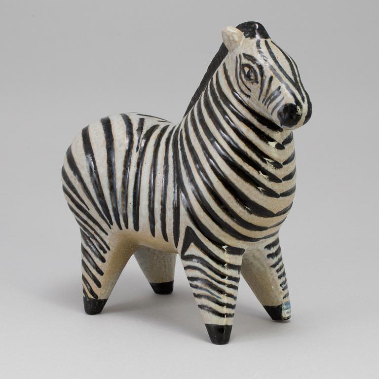 LISA LARSON, skulptur, stengods, "Zebra" ur Stora Zoo, Gustavsberg, formgiven 1957.