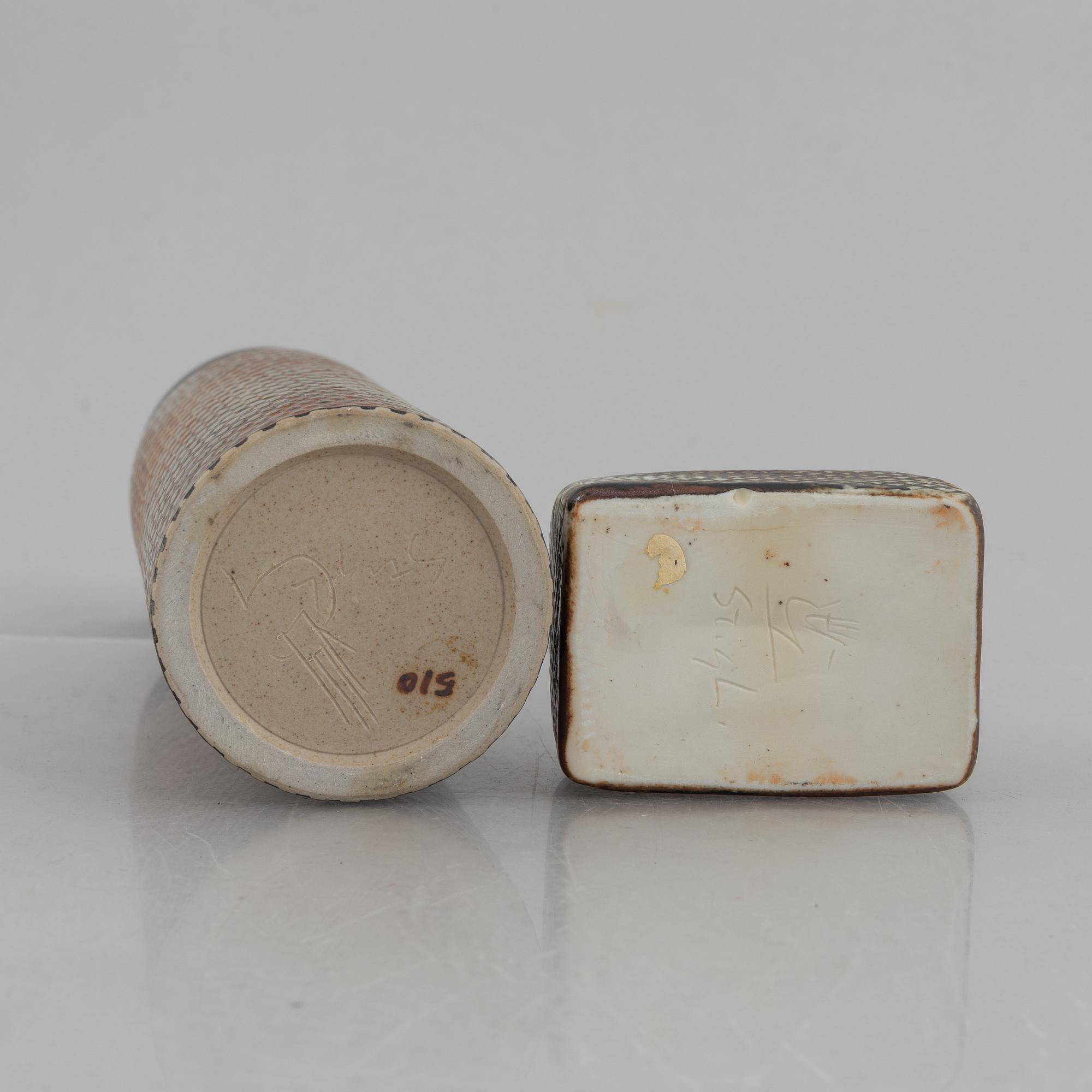 Stig Lindberg, two stoneware vases, Gustavsberg Studio, 1960s.