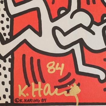 KEITH HARING, after, signed page from Interview magazine, signed in gold, dated -84.